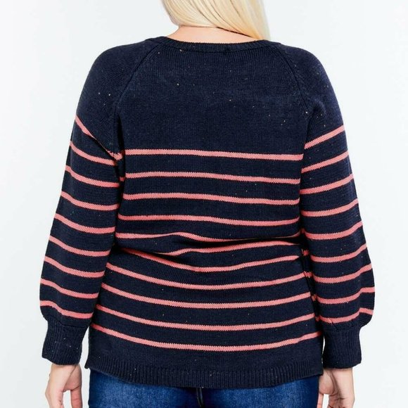 NWT Davi And Dani Navy Stripe Plus Sweater - Picture 4 of 4